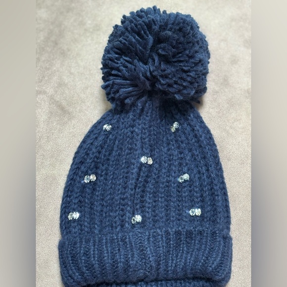 GAP Other - Kids GAP Dark Blue Knit Beanie with Pom-Pom and rhinestones